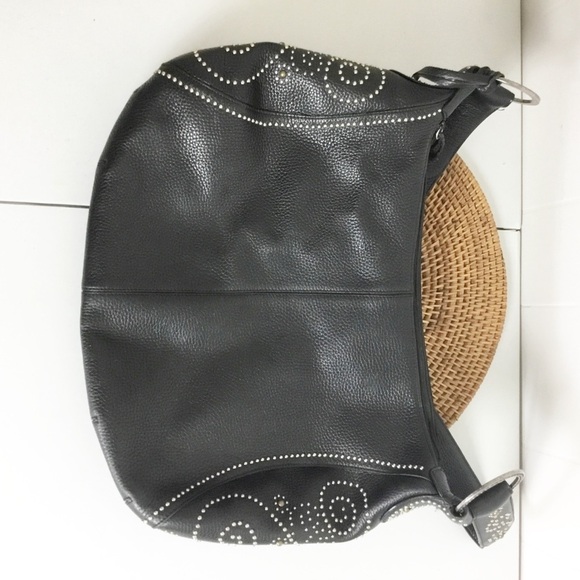 Brighton Breeze Leather HOBO Bag Purse Studded Retail $260 Black - Picture 6 of 10